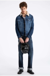 Calça Jeans High Comfort Stretch Dark Slouch 1719-Lav.Escuro C/ Puidos
