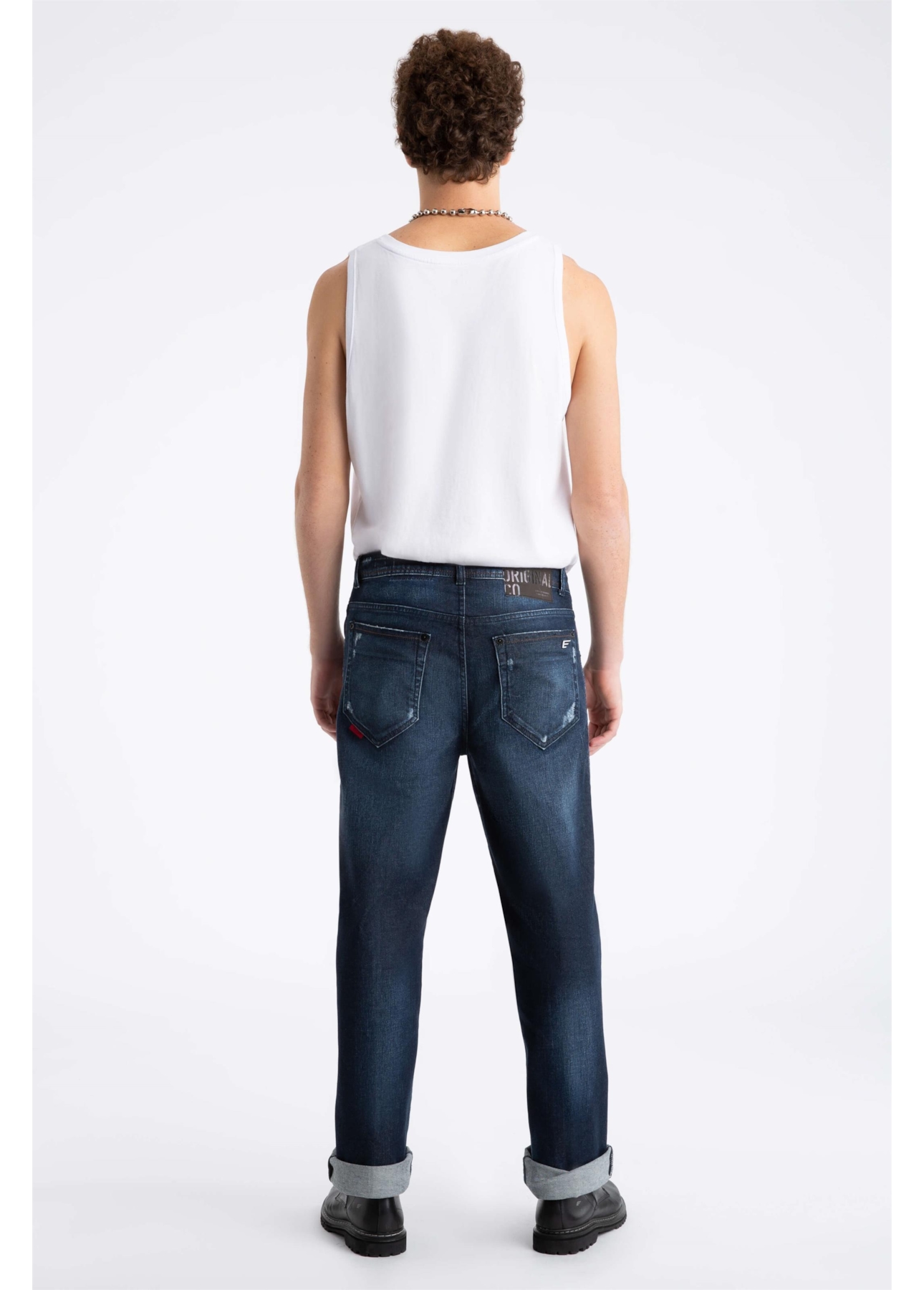 Calça Jeans High Comfort Stretch Dark Slouch 1719-Lav.Escuro C/ Puidos