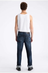 Calça Jeans High Comfort Stretch Dark Slouch 1719-Lav.Escuro C/ Puidos