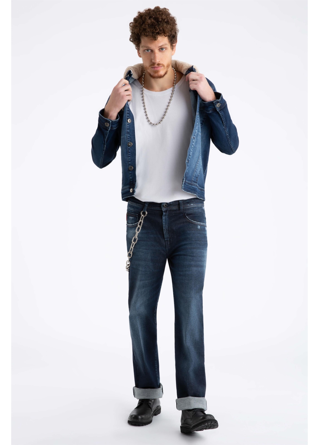 Calça Jeans High Comfort Stretch Dark Slouch 1719-Lav.Escuro C/ Puidos