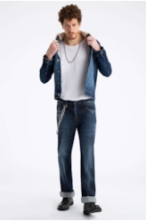 Calça Jeans High Comfort Stretch Dark Slouch 1719-Lav.Escuro C/ Puidos