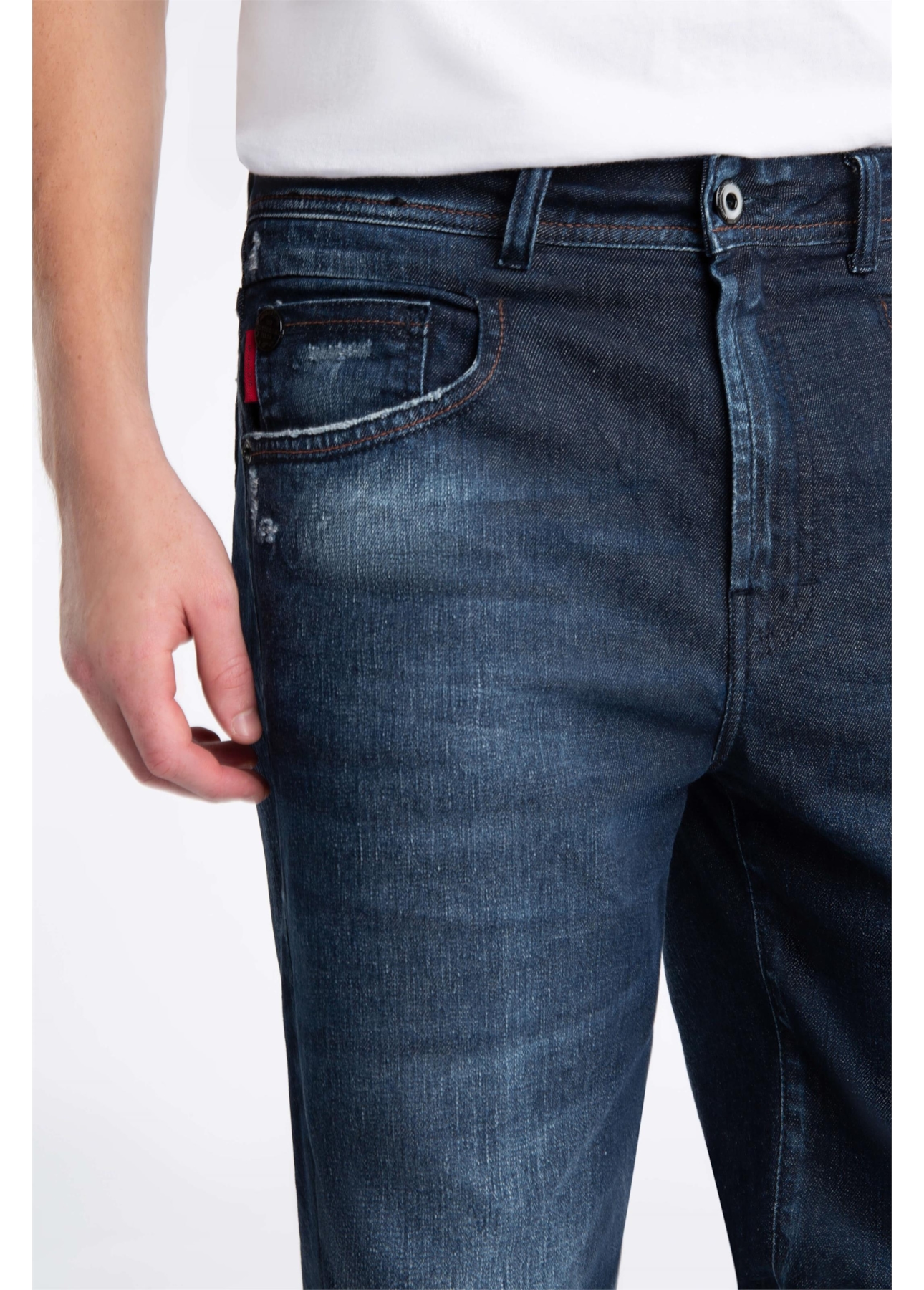 Calça Jeans High Comfort Stretch Dark Slouch 1719-Lav.Escuro C/ Puidos