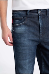 Calça Jeans High Comfort Stretch Dark Slouch 1719-Lav.Escuro C/ Puidos