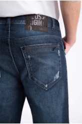 Calça Jeans High Comfort Stretch Dark Slouch 1719-Lav.Escuro C/ Puidos
