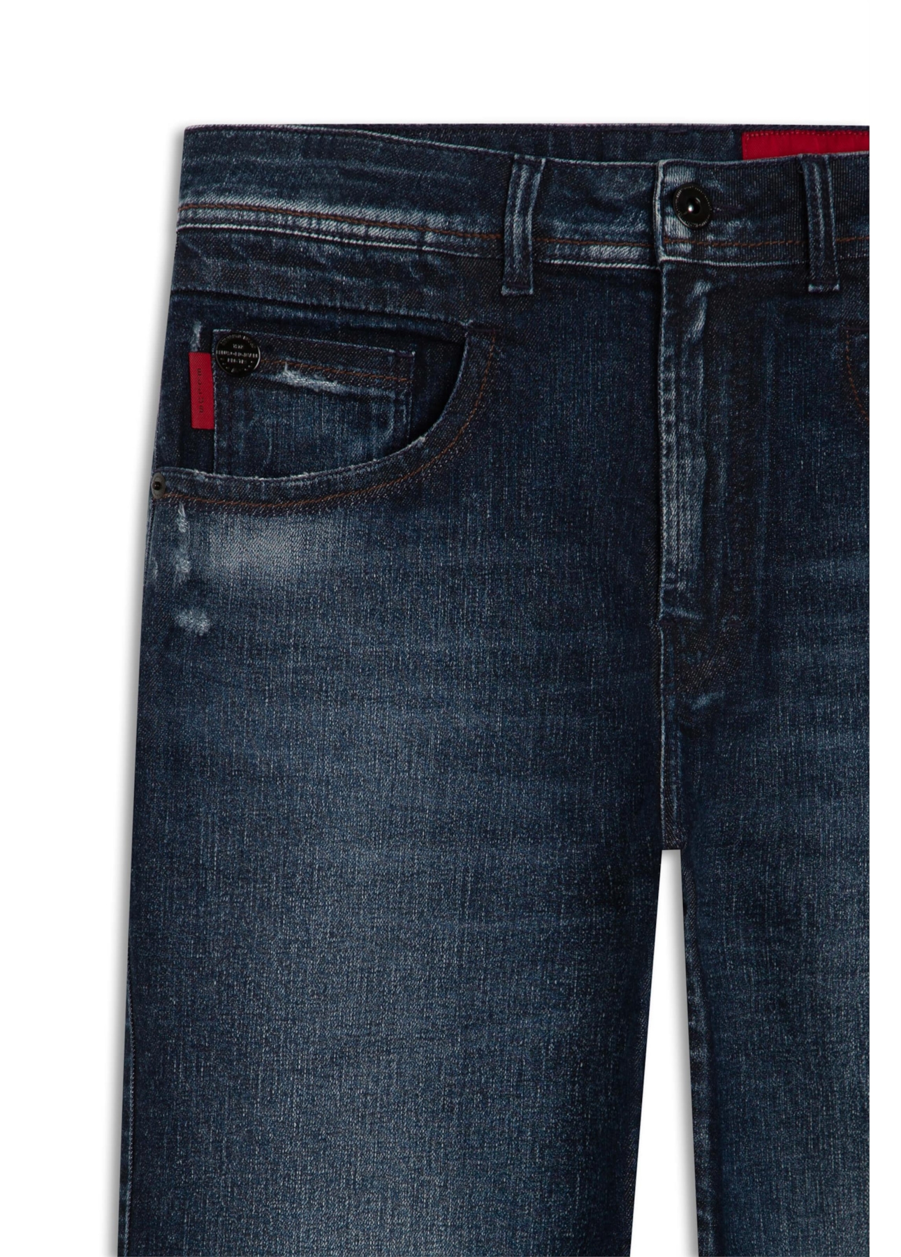 Calça Jeans High Comfort Stretch Dark Slouch 1719-Lav.Escuro C/ Puidos