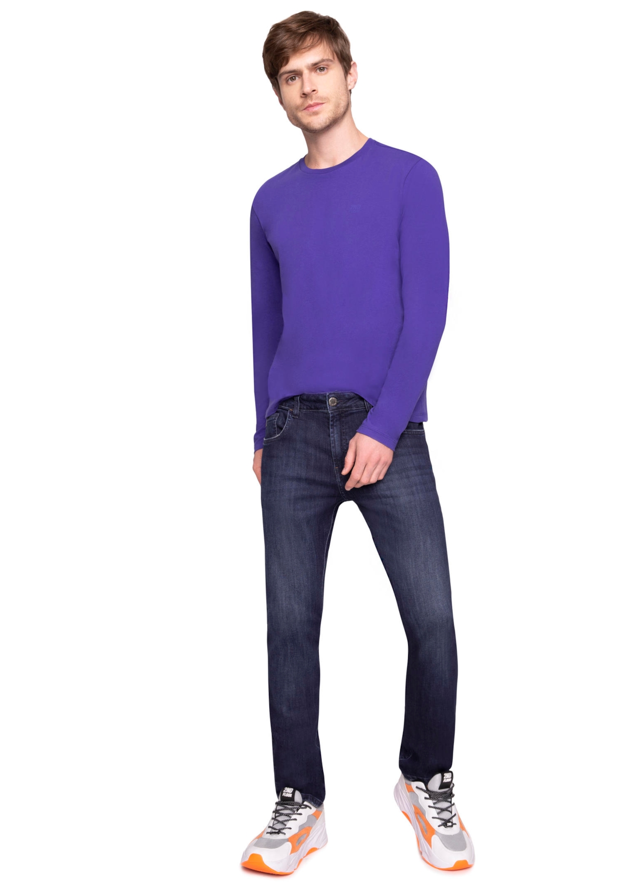 Calça Jeans High Comfort Stretch Troy Slim  1282 Lav.Escuro C/ 3d