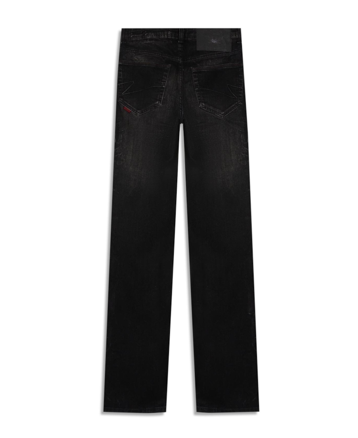 Calça Jeans Intense Black (Low Rise Boot Cut) Filigr Lav.Escuro C/ Rede e Jato