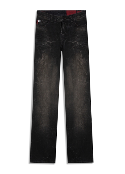 Calça Jeans Intense Black (Low Rise Boot Cut) Filigr Lav.Escuro C/ Rede e Jato