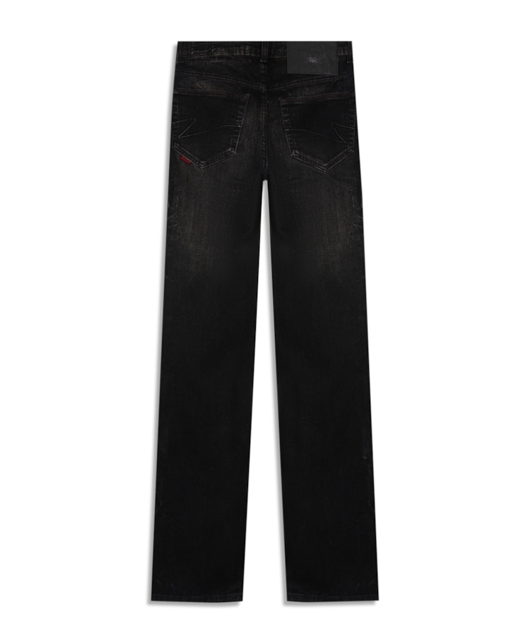 Calça Jeans Intense Black (Low Rise Boot Cut) Filigr Lav.Escuro C/ Rede e Jato