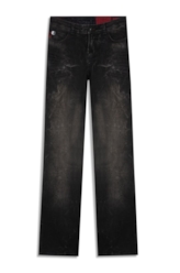 Calça Jeans Intense Black (Low Rise Boot Cut) Filigr Lav.Escuro C/ Rede e Jato