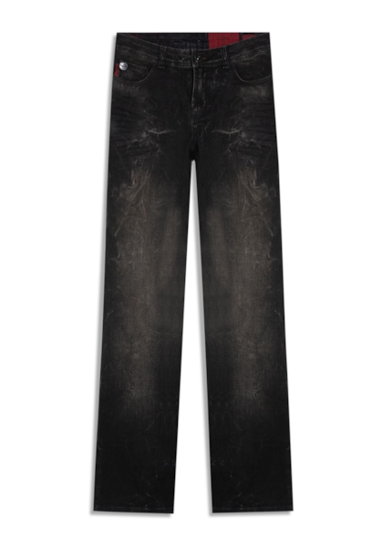 Calça Jeans Intense Black (Low Rise Boot Cut) Filigr Lav.Escuro C/ Rede e Jato