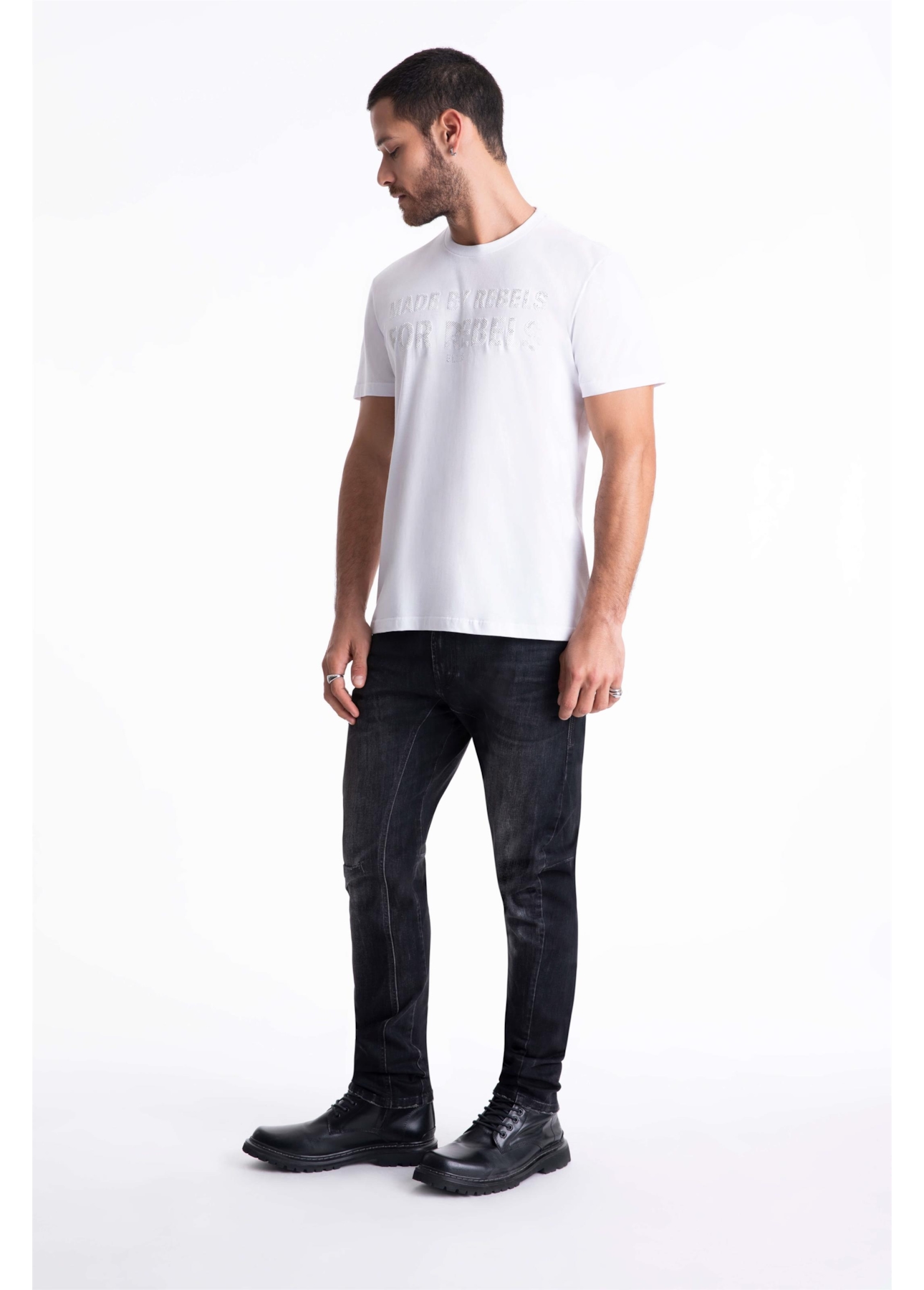 Calça Jeans Intense Black Motorcycle Lav.Black C/ Tie Dye