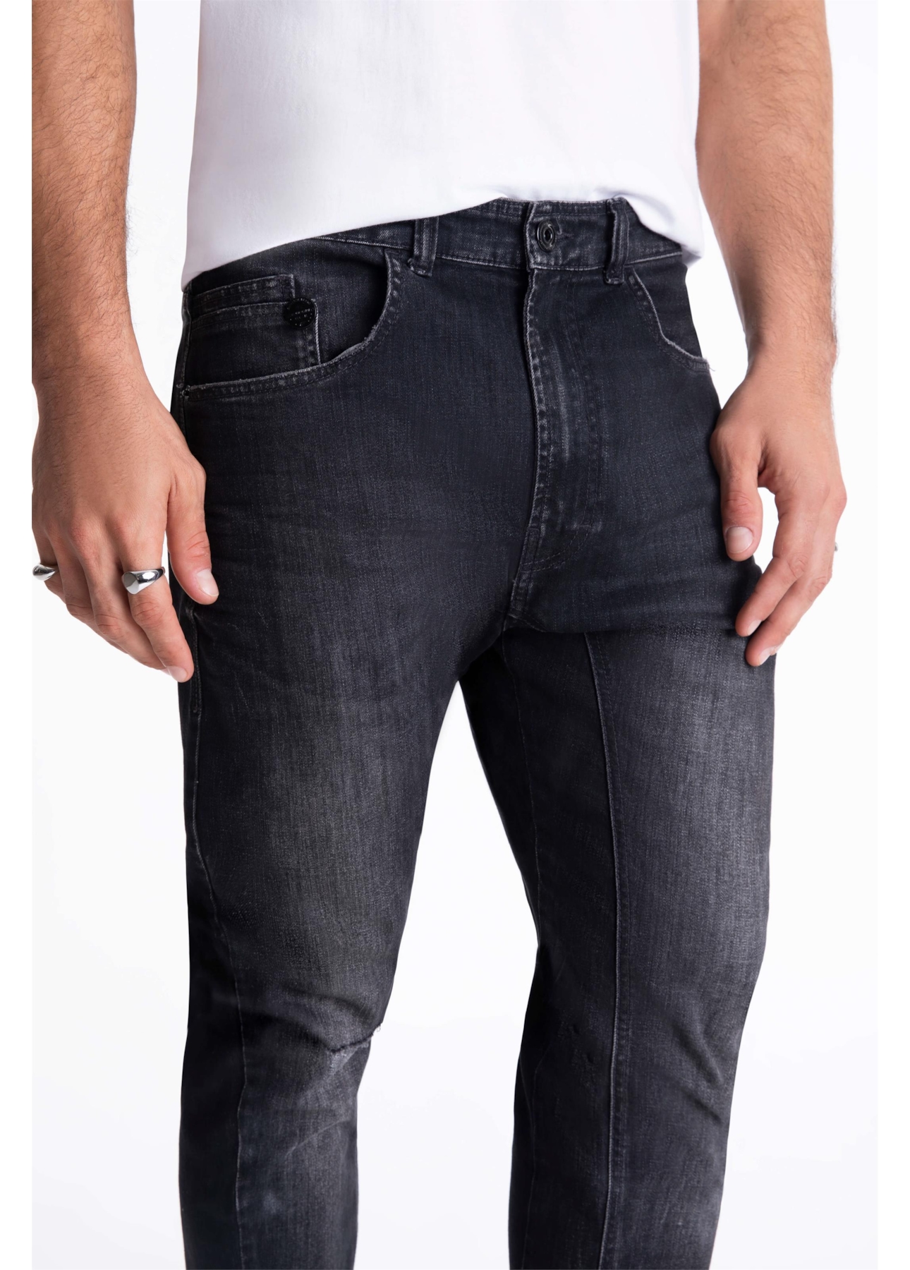 Calça Jeans Intense Black Motorcycle Lav.Black C/ Tie Dye