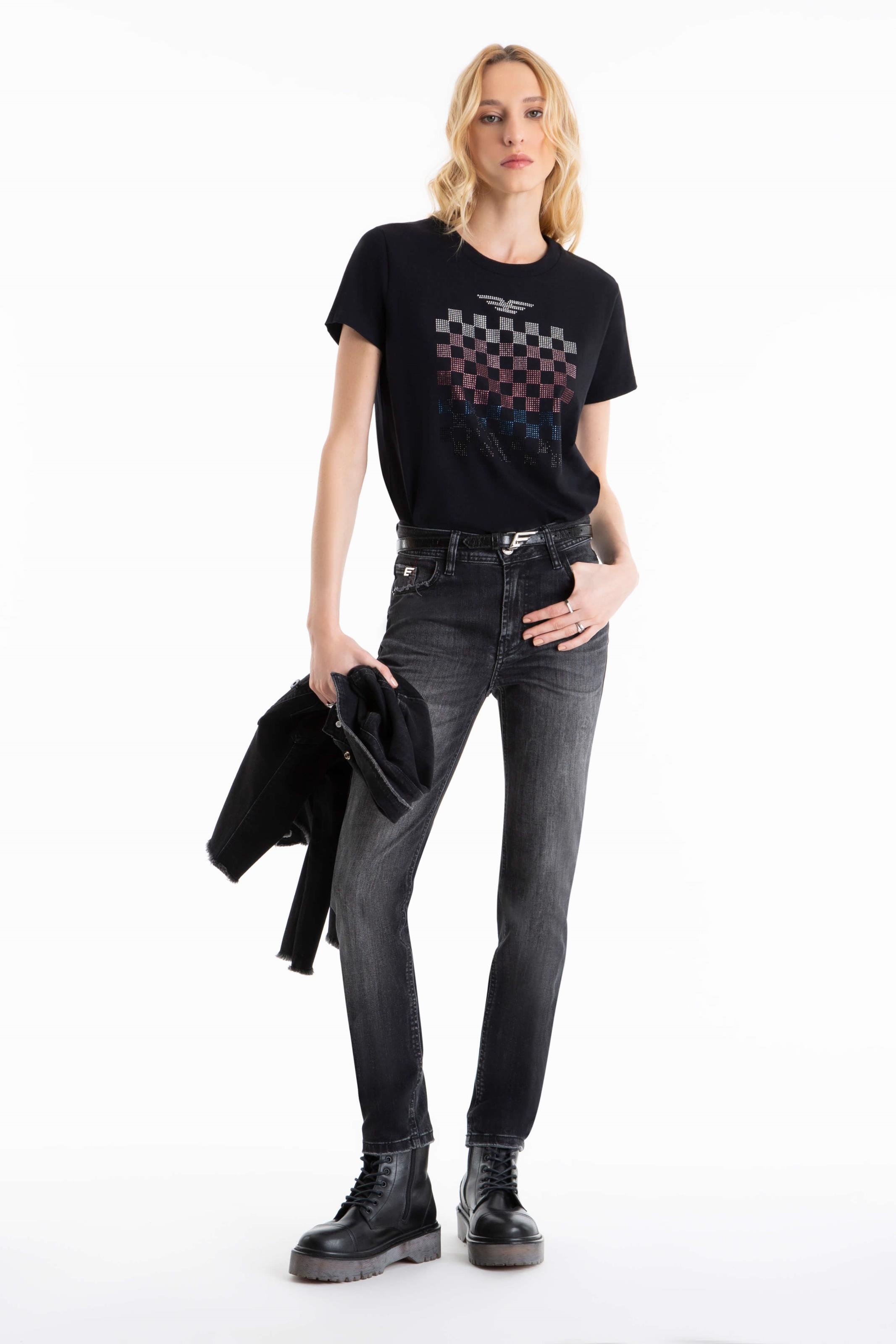Calça Jeans Intense Black Skinny 1790-Lav.Black C/ Tie Dye