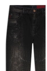 Calça Jeans Intense Black (Slim) Filigrana Lav.Escuro C/ Rede e Jato