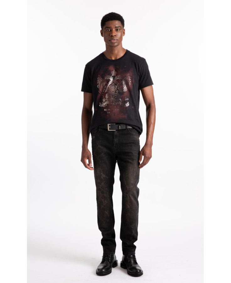 Calça Jeans Intense Black (Slim) Filigrana Lav.Escuro C/ Rede e Jato