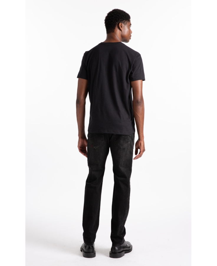 Calça Jeans Intense Black (Slim) Filigrana Lav.Escuro C/ Rede e Jato
