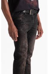 Calça Jeans Intense Black (Slim) Filigrana Lav.Escuro C/ Rede e Jato
