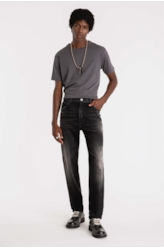 Calça Jeans Intense Black Slim  Lav. Black C/ Cerzidos