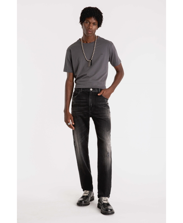 Calça Jeans Intense Black Slim  Lav. Black C/ Cerzidos