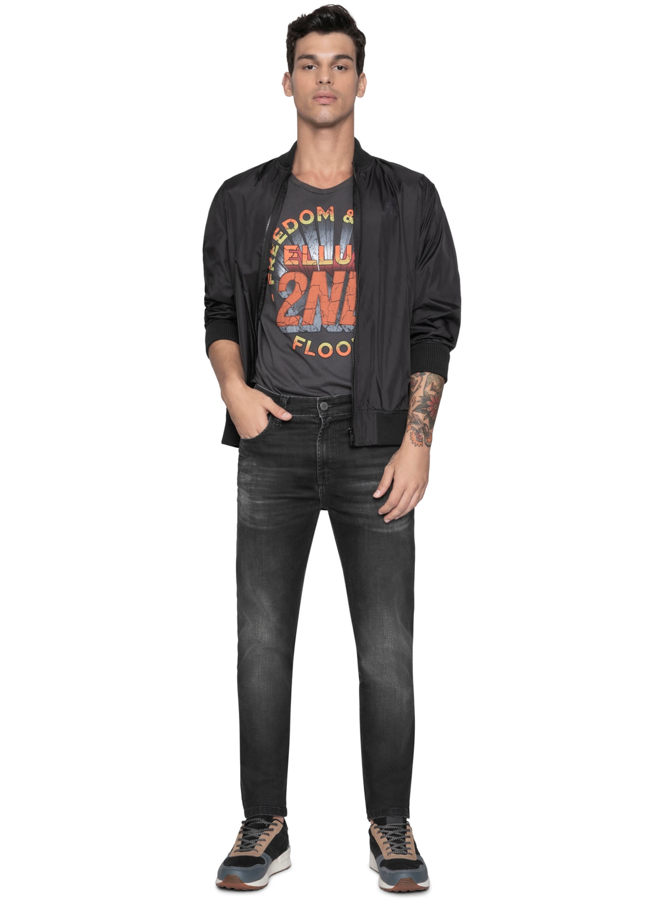 Calça Jeans Intense Black (Stefan) Slim Silver Gray Mescla