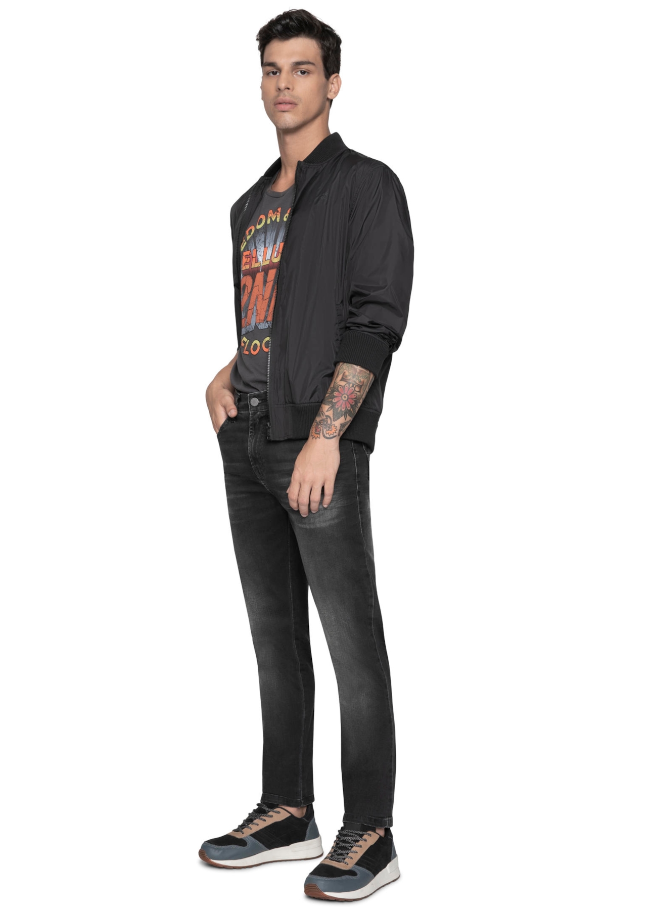 Calça Jeans Intense Black (Stefan) Slim Silver Gray Mescla