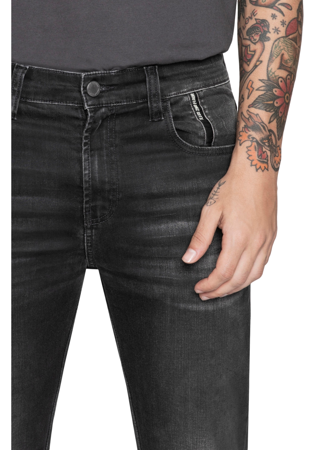 Calça Jeans Intense Black (Stefan) Slim Silver Gray Mescla