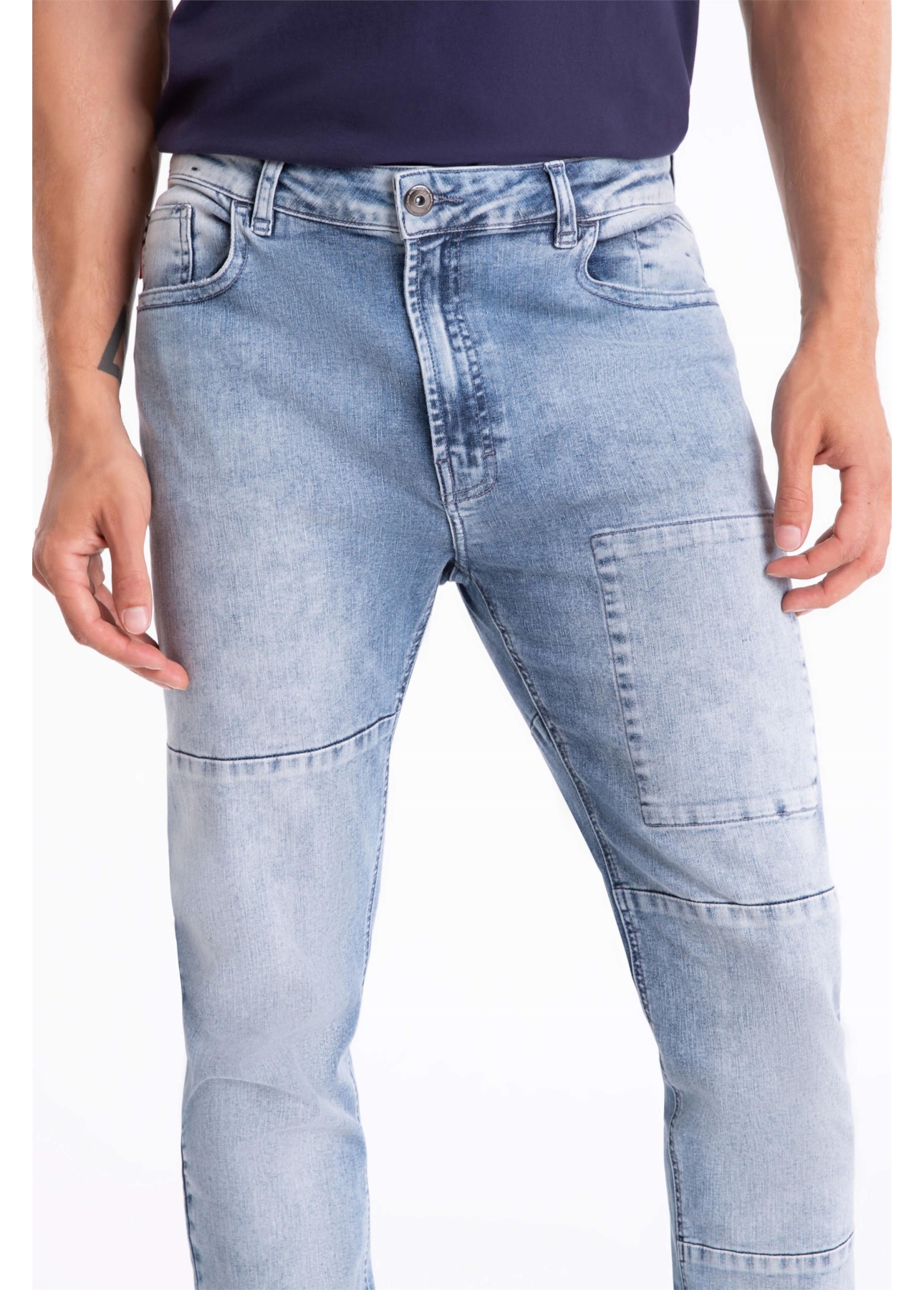 Calça Jeans Kyoto Slim Patch Lav.1803-Claro C/ Sky