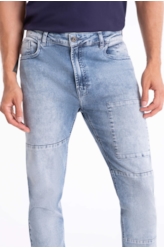 Calça Jeans Kyoto Slim Patch Lav.1803-Claro C/ Sky