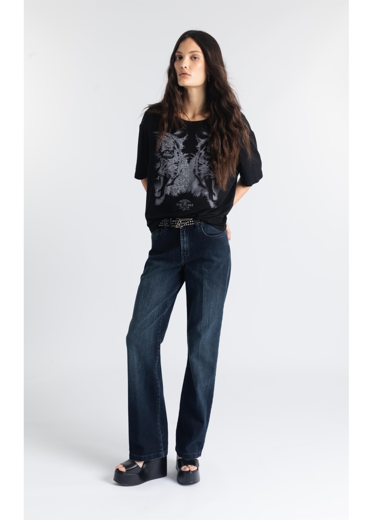 Calça Jeans Low Rise Reta Lav.Escuro C/ Used