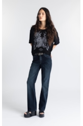Calça Jeans Low Rise Reta Lav.Escuro C/ Used