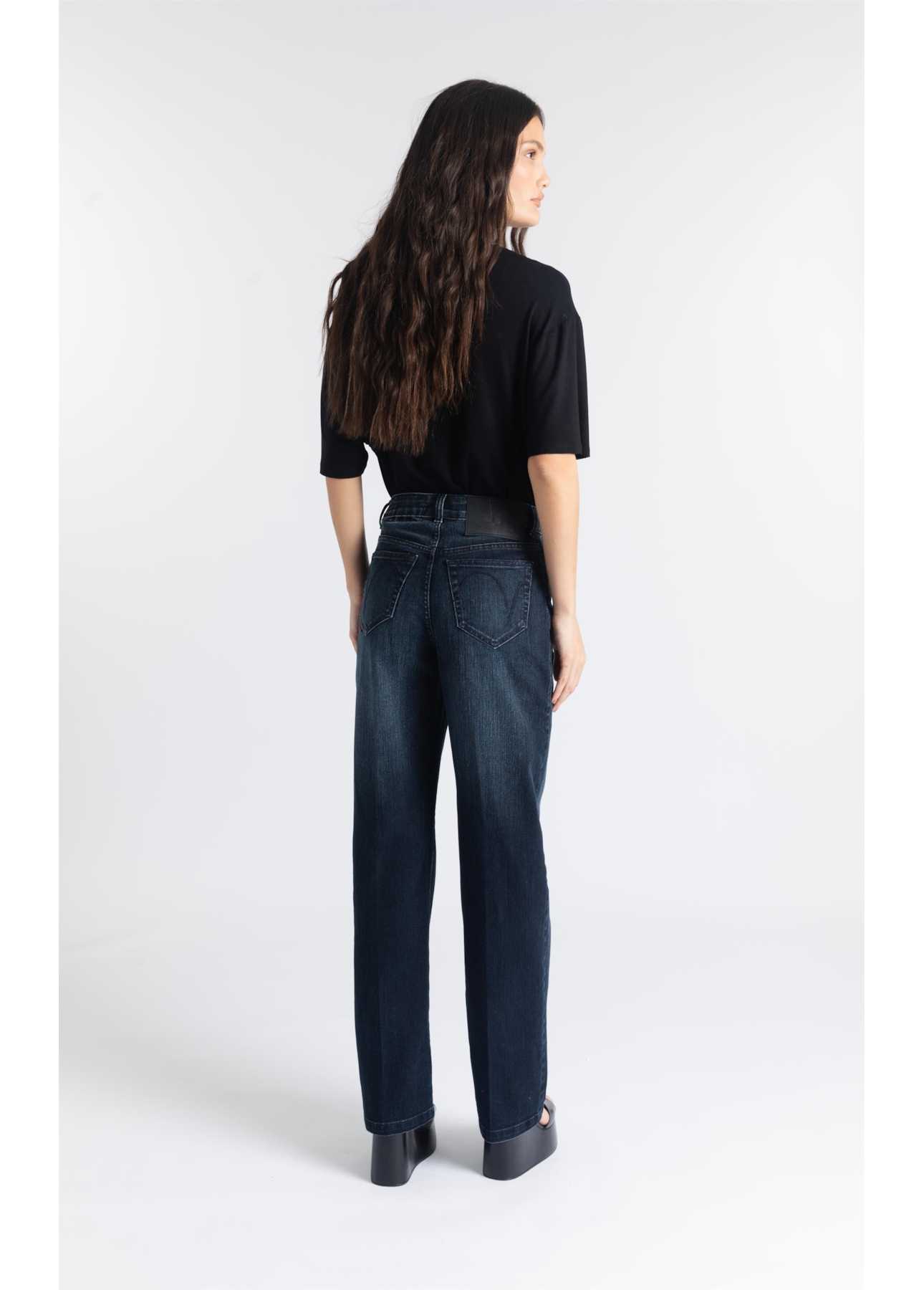 Calça Jeans Low Rise Reta Lav.Escuro C/ Used
