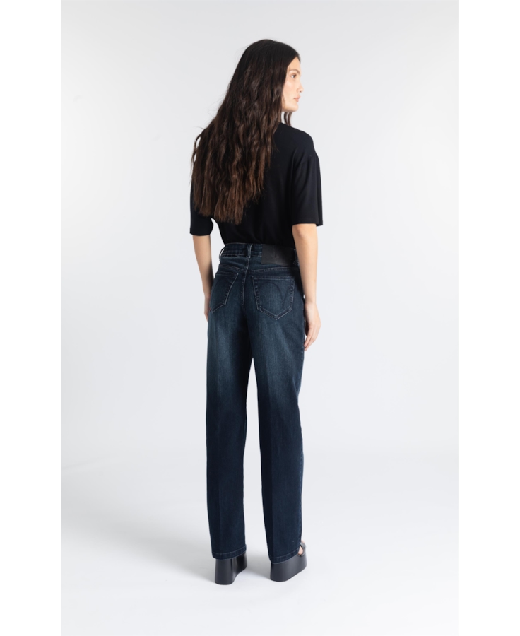 Calça Jeans Low Rise Reta Lav.Escuro C/ Used