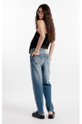 Calça Jeans New Blue Mom Lav.Medio C/ Grampos