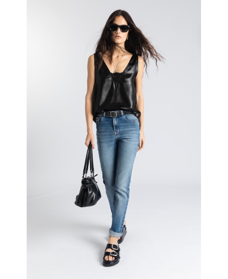 Calça Jeans New Blue Skinny Lav.Gisele Médio C/ Grampo