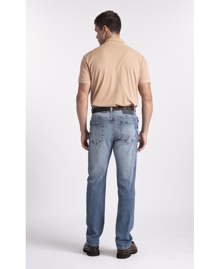 Calça Jeans New Blue Stretch Lav.Medio C/ Grampos