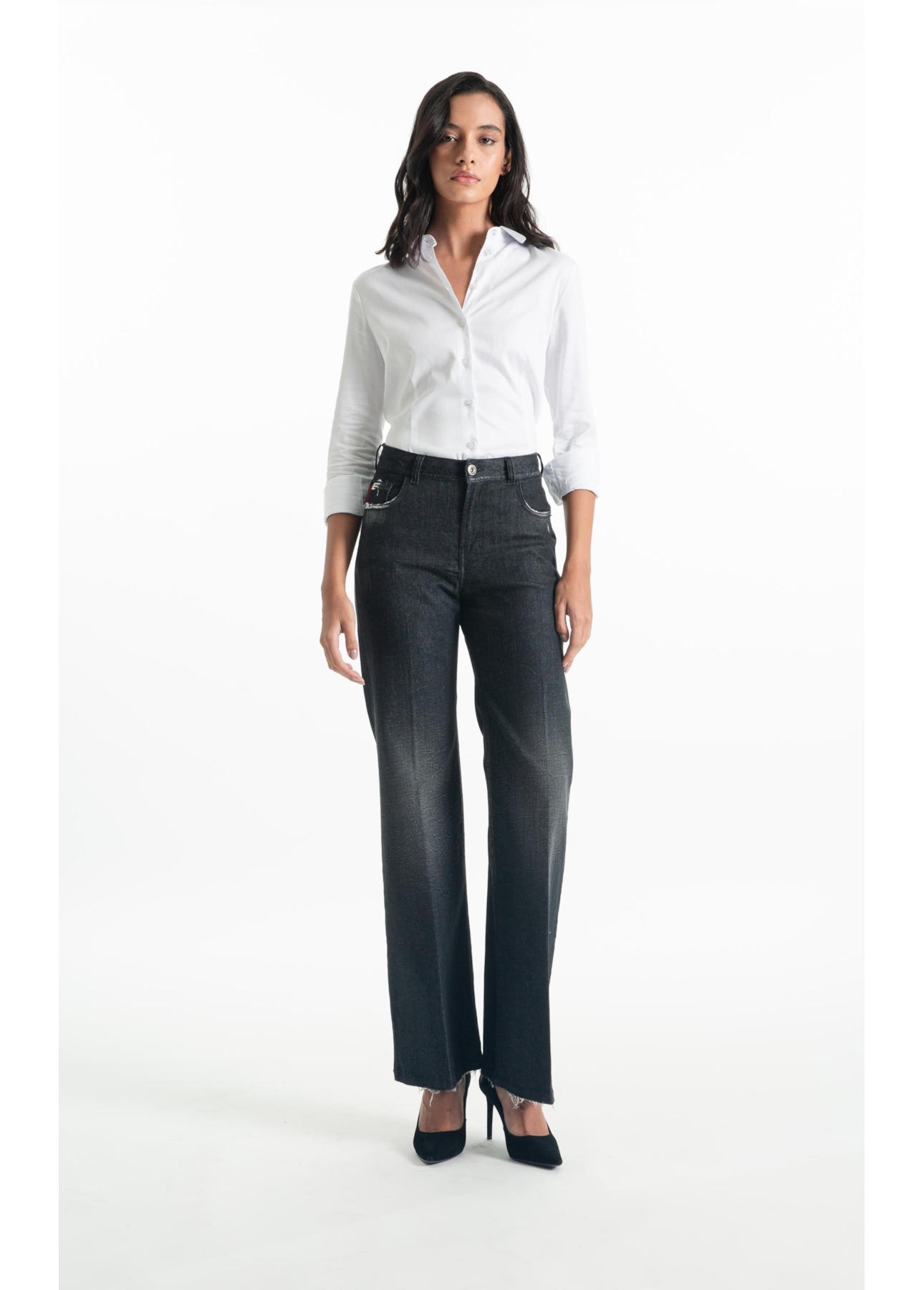 Calça Jeans Ocean Elastic Patheph 2083 - Lav. Black Com Resina