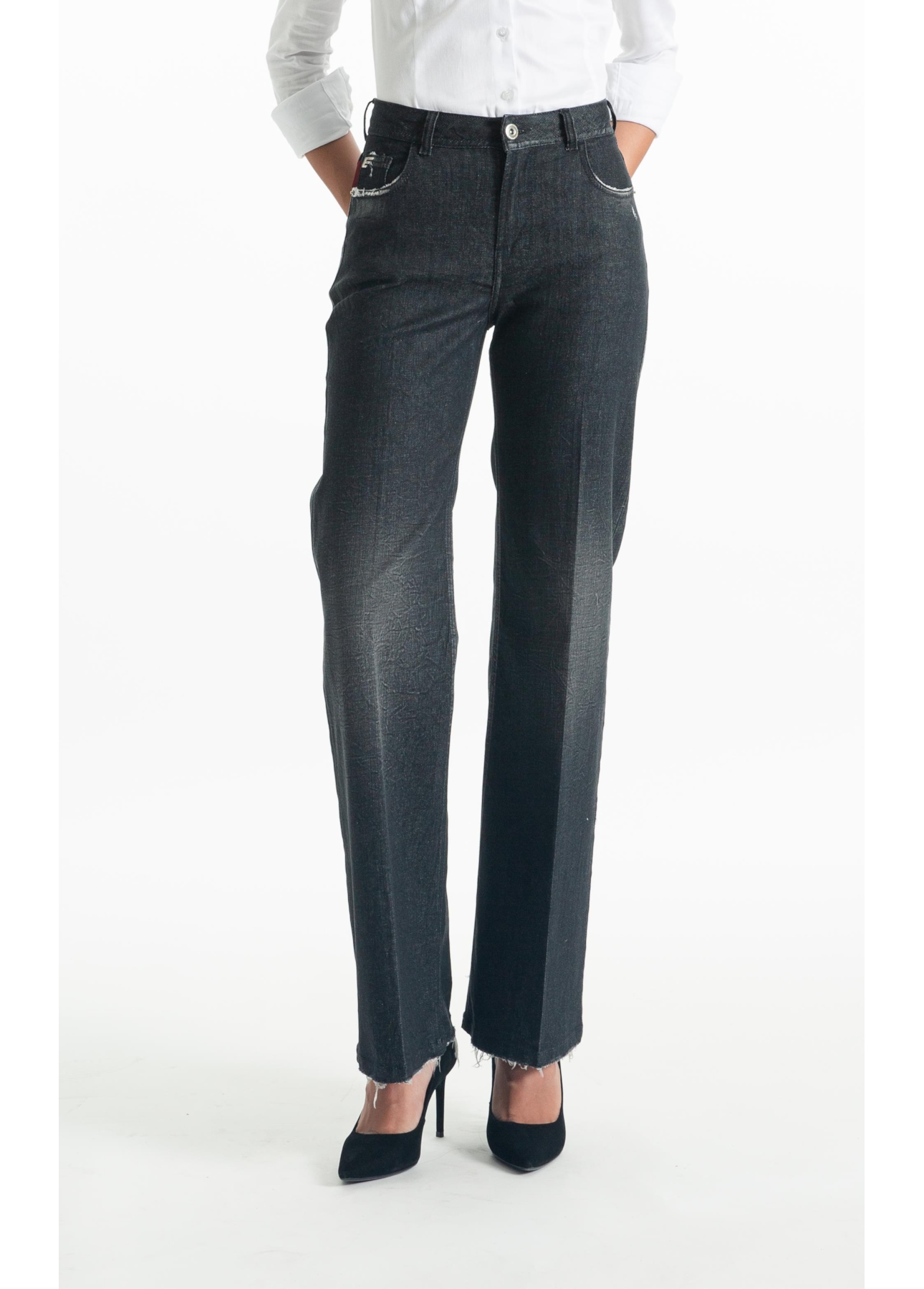 Calça Jeans Ocean Elastic Patheph 2083 - Lav. Black Com Resina