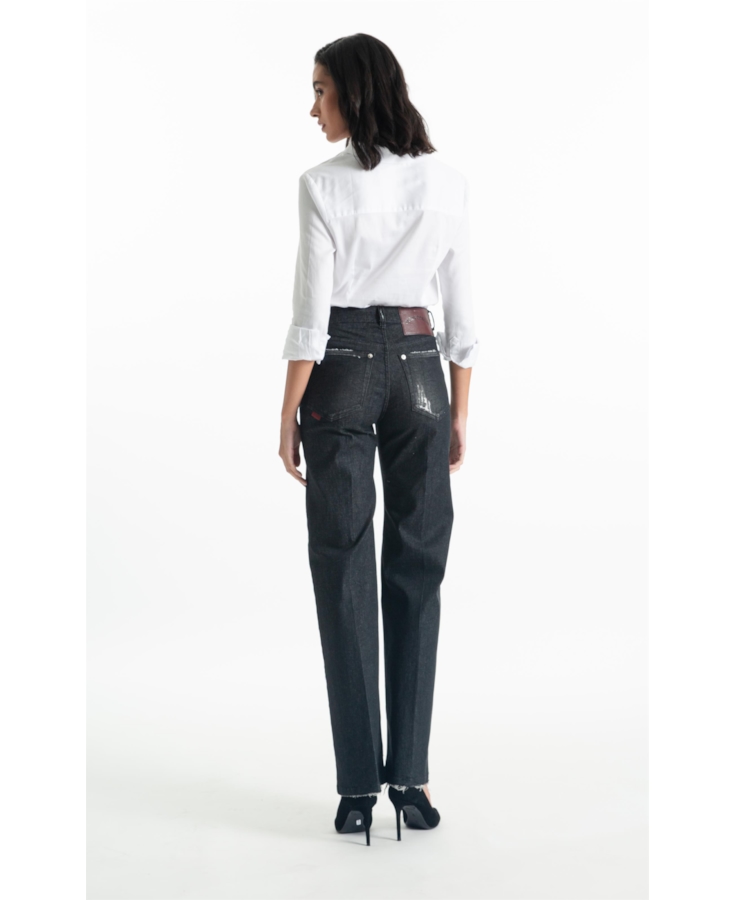 Calça Jeans Ocean Elastic Patheph 2083 - Lav. Black Com Resina