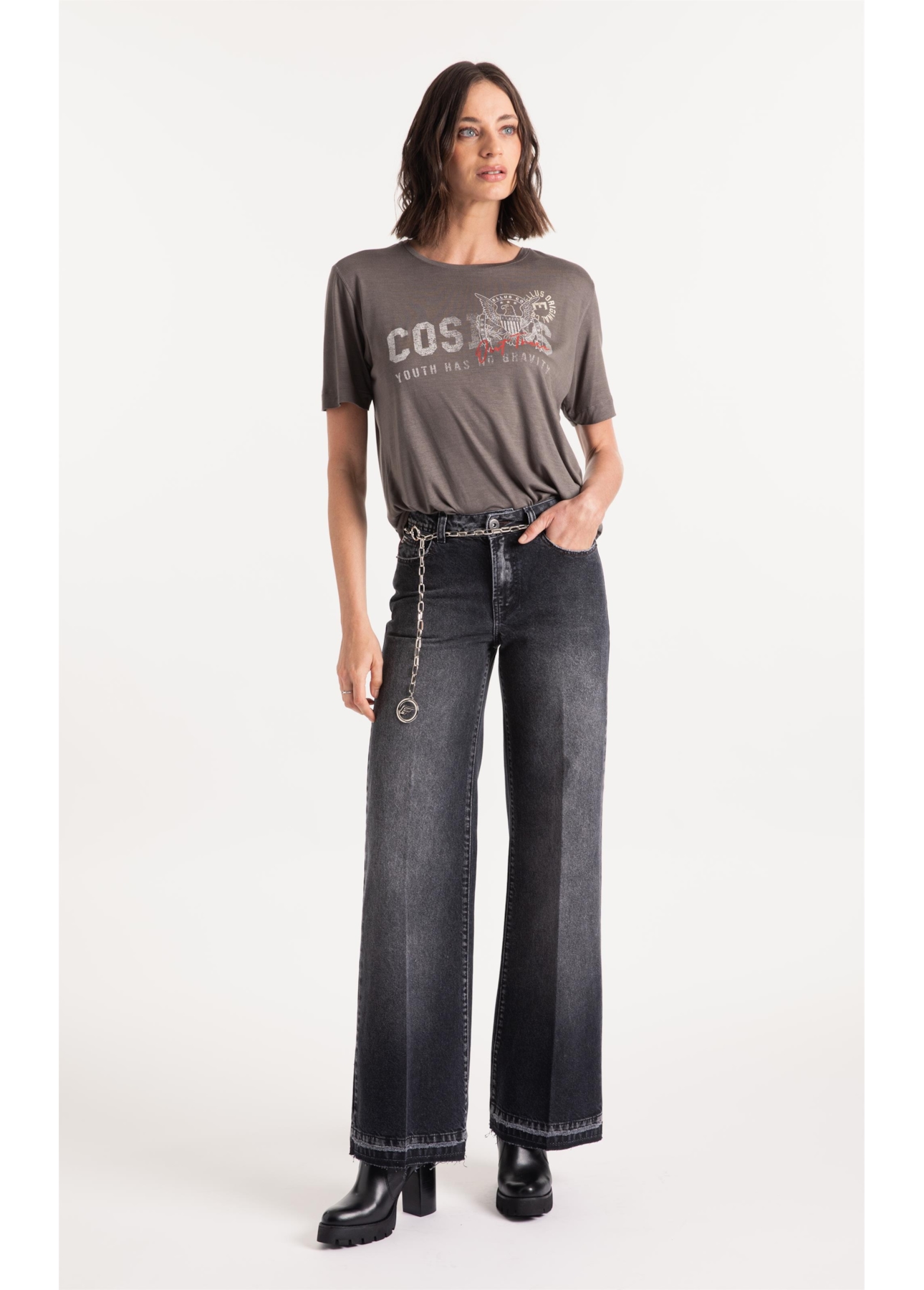 Calça Jeans Originals Black  (Patte d Eph) Lav. Escuro Com Rebolo