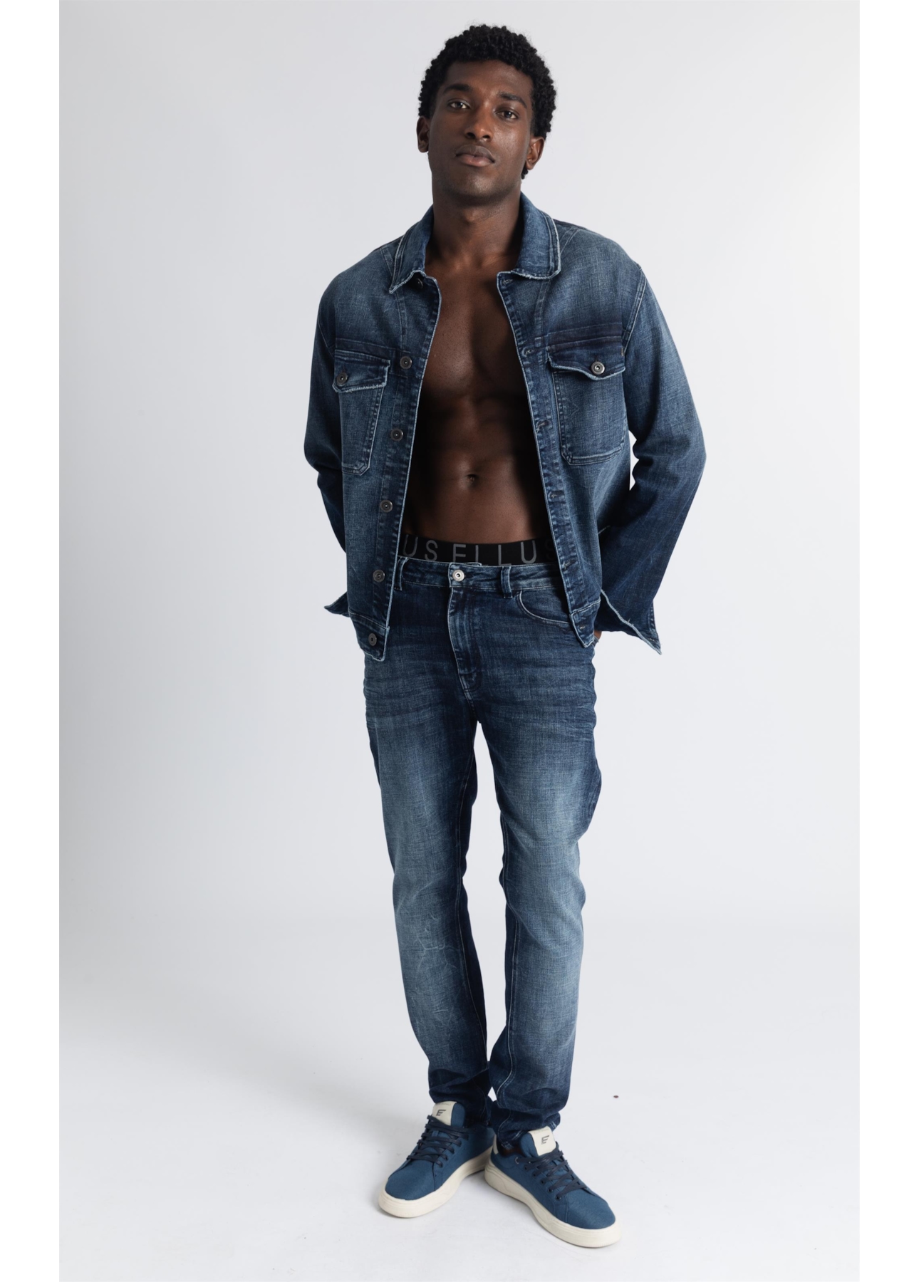 Calça Jeans Skinny Western Escuro Com Rede