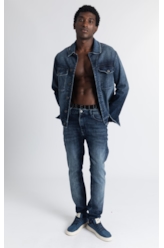 Calça Jeans Skinny Western Escuro Com Rede