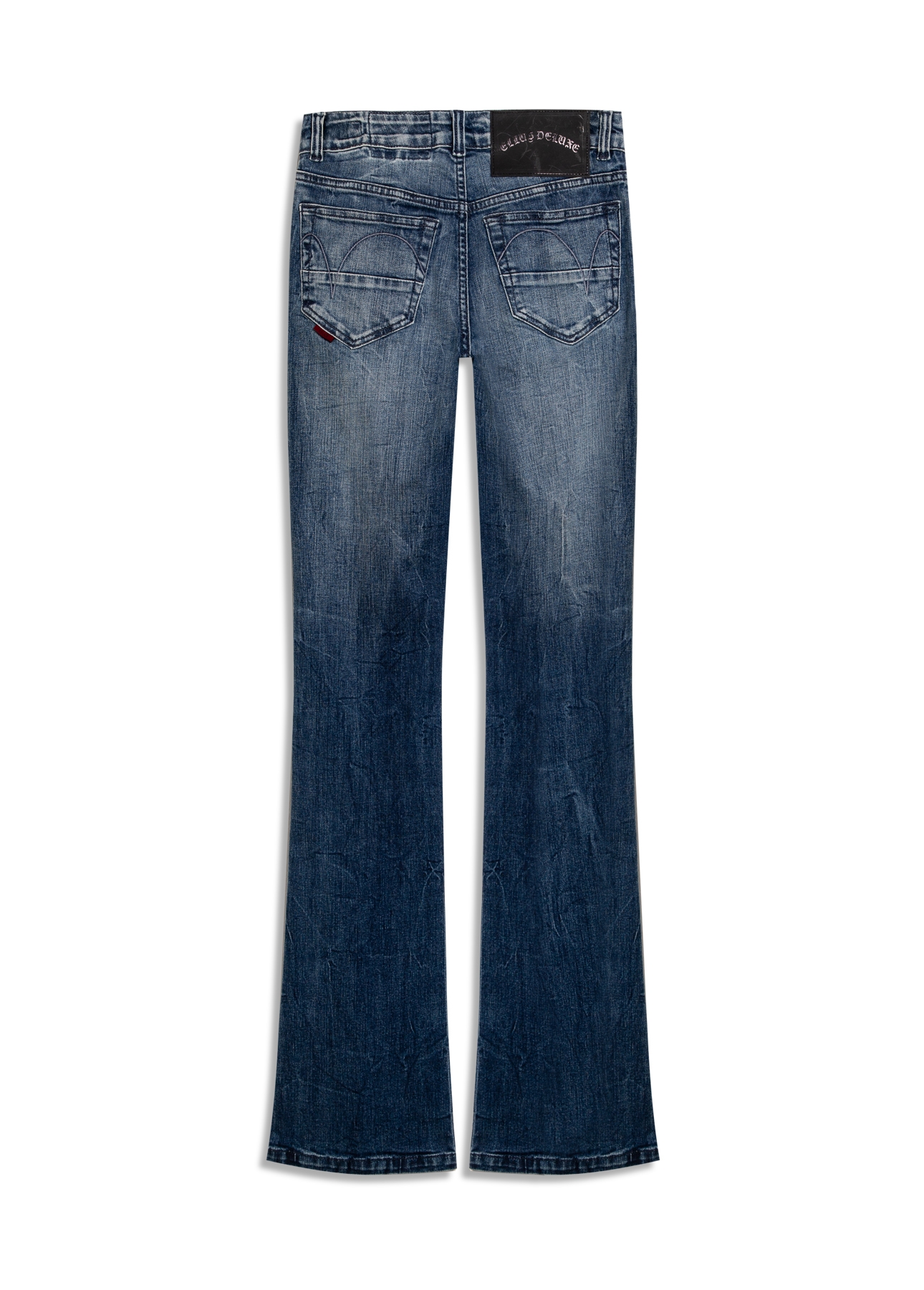 Calça Jeans Stretch Bootcut Claro Com Tie Dye e Puído