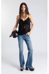 Calça Jeans Stretch Flare Lav.Gisele Médio C/ Grampo