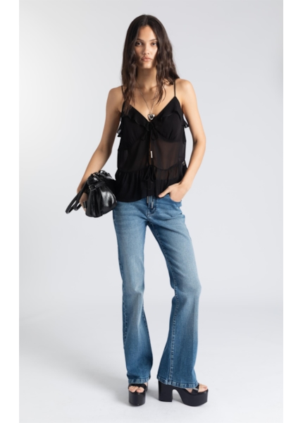 Calça Jeans Stretch Flare Lav.Gisele Médio C/ Grampo