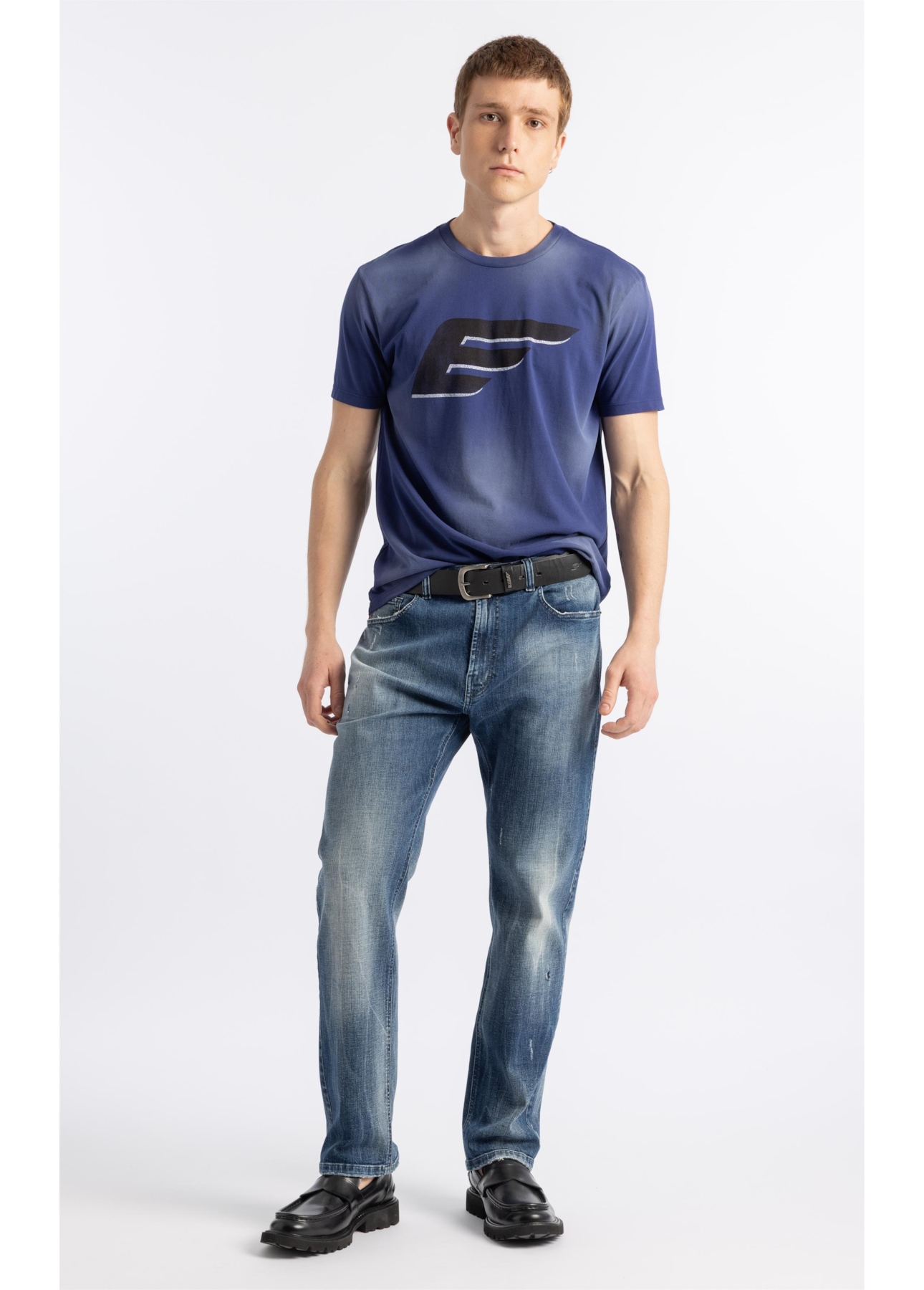 Calça Jeans  Stretch Skinny Lav. Médio C/ Tie Dye e Puídos