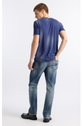 Calça Jeans  Stretch Skinny Lav. Médio C/ Tie Dye e Puídos