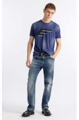 Calça Jeans  Stretch Skinny Lav. Médio C/ Tie Dye e Puídos