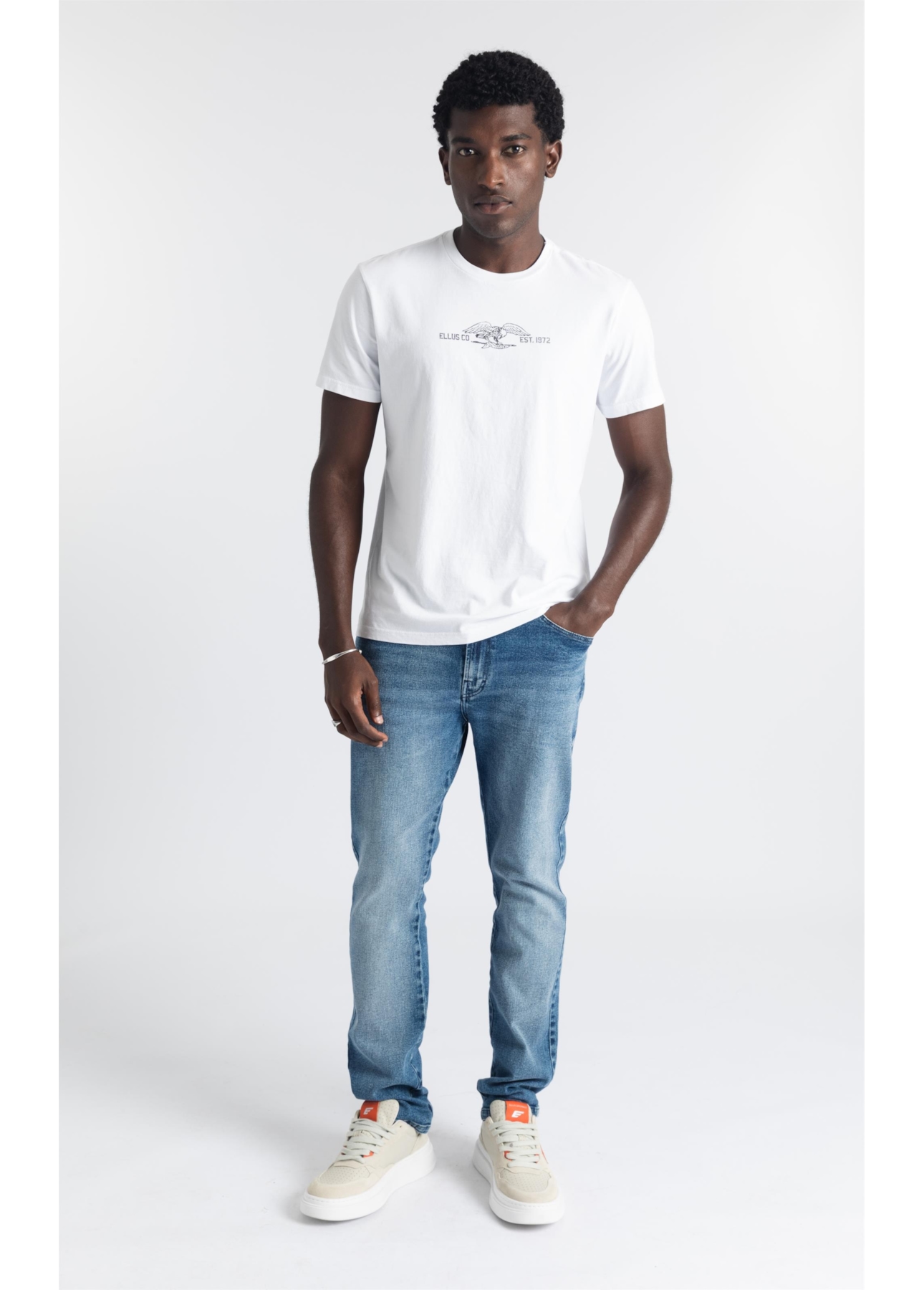 Calça Jeans Stretch Slim Lav.Medio C/ Grampos