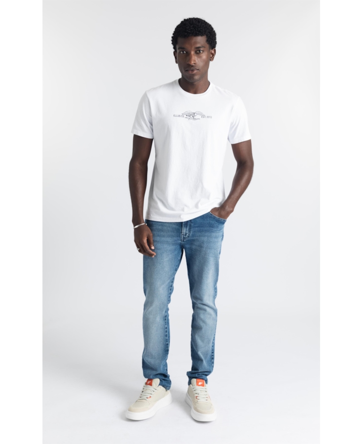 Calça Jeans Stretch Slim Lav.Medio C/ Grampos